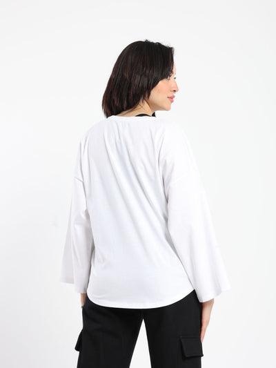 T-Shirt - Front Print - Long Bell Sleeves