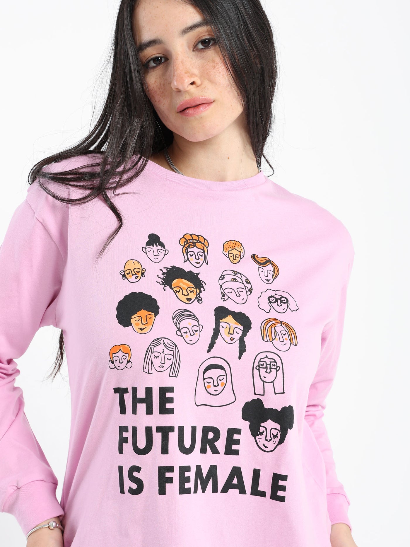 T-Shirt - "The Future Is Female" Print - Long Sleeves
