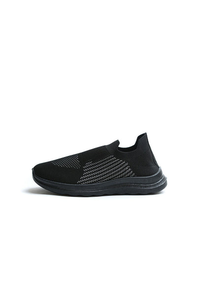 Knit Sneakers - Sportive Canvas Sock - Slip-On - Black
