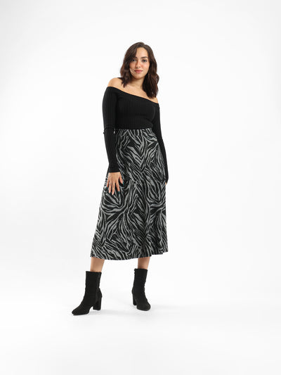 Skirt - Midi Length - Zebra Pattern