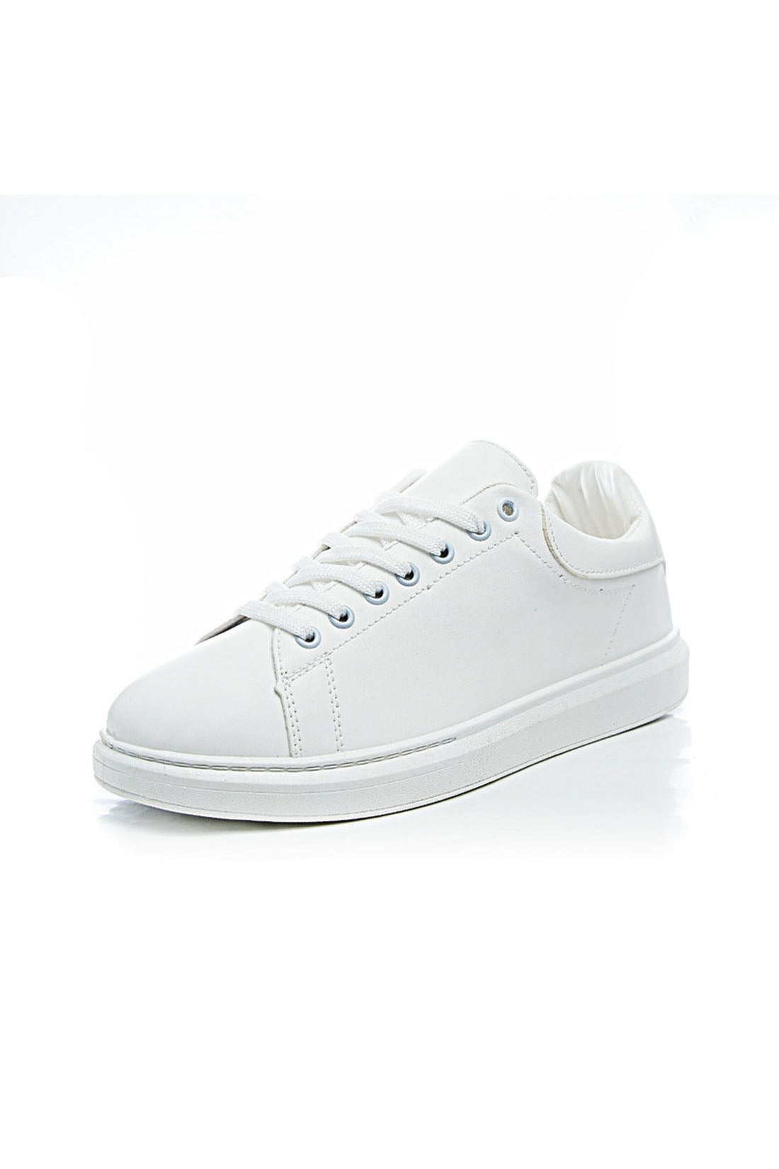 Sneakers - Leather - Basic Lace-Up - White
