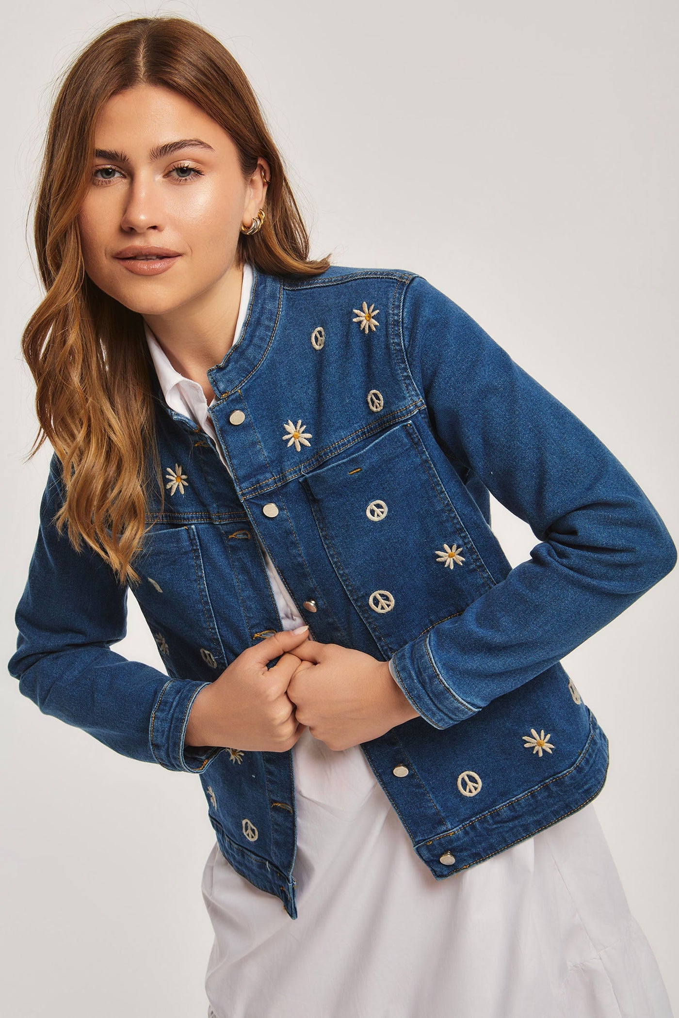 Jacket - Embroidered - Button Closure