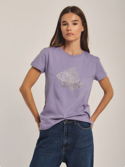 T-Shirt - Sequins Fish - Slip-on