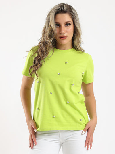 T-Shirt - With Beads - Crew Neck