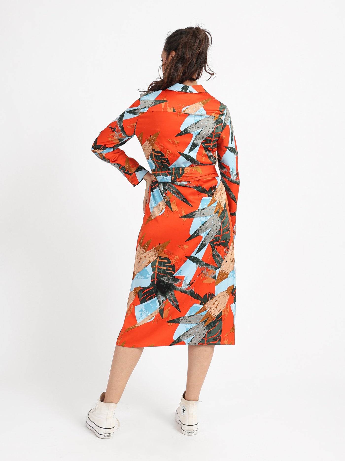 Dress - Floral Patterned - Long Sleeves