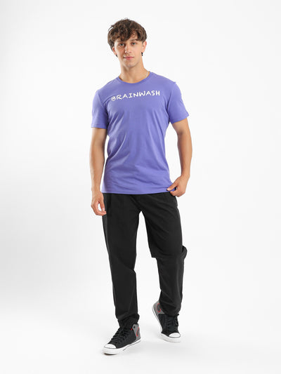 T-Shirt - Half Sleeves - Crew Neck - "Brainwash" Front Text Print