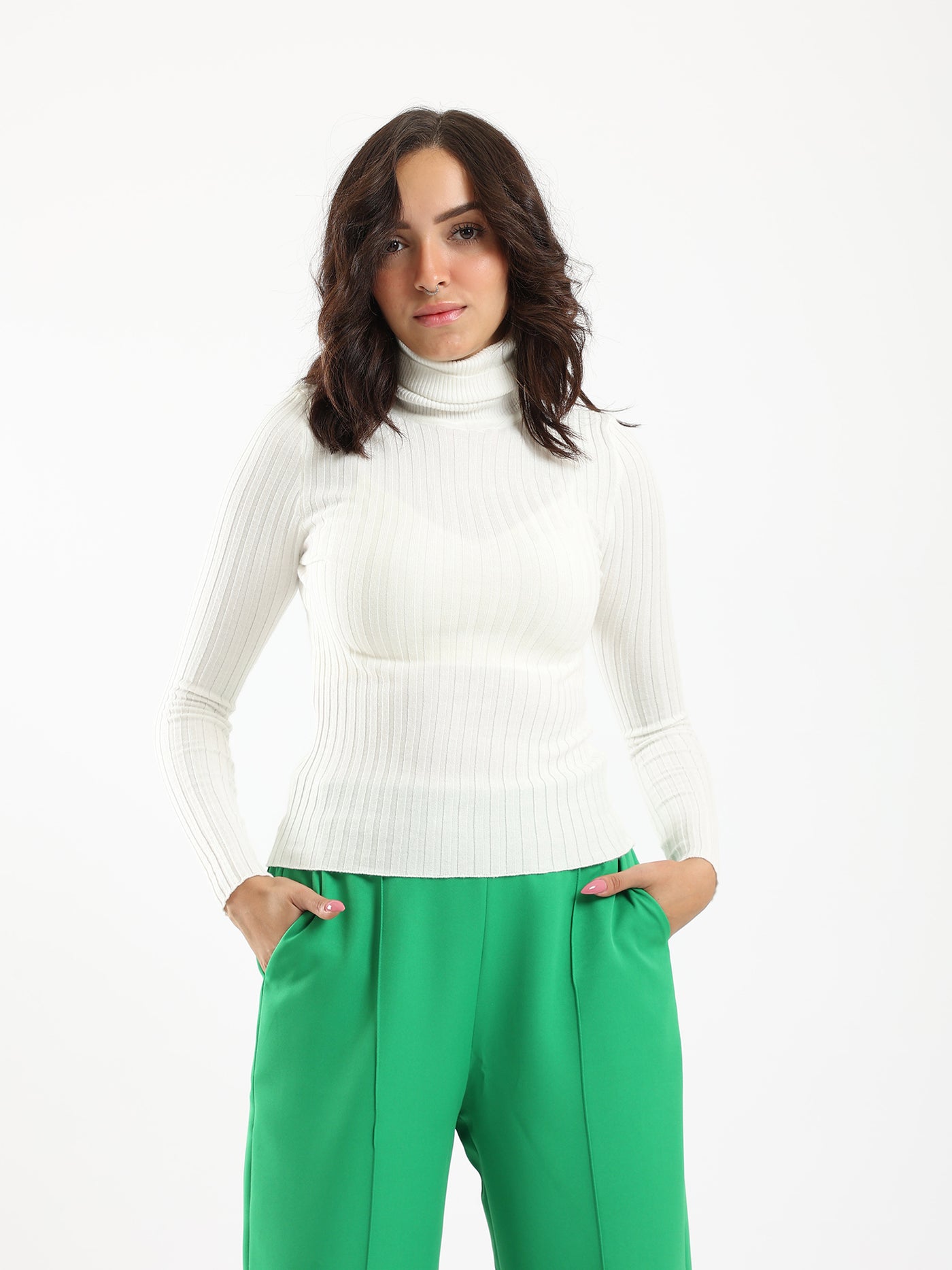 Pullover - High Neck - Ribbed