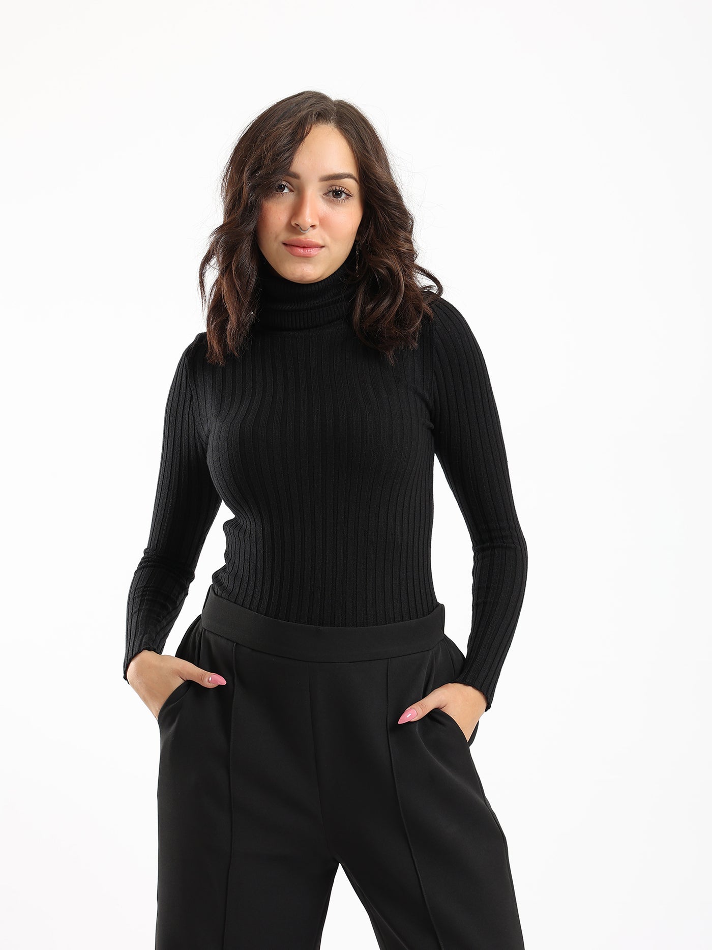Pullover - High Neck - Ribbed
