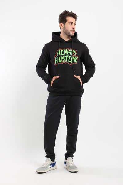 Hooded Sweatshirt - "Always Hustling" Print