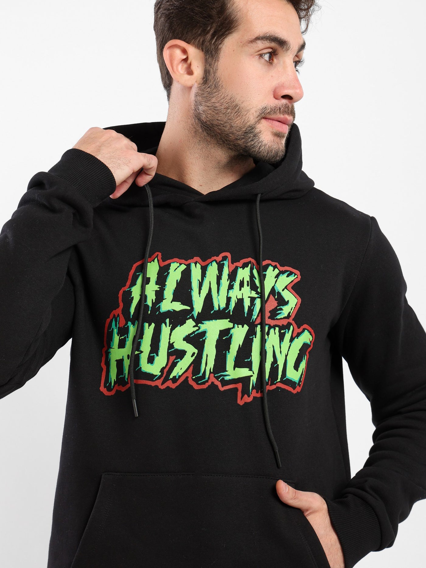 Hooded Sweatshirt - "Always Hustling" Print