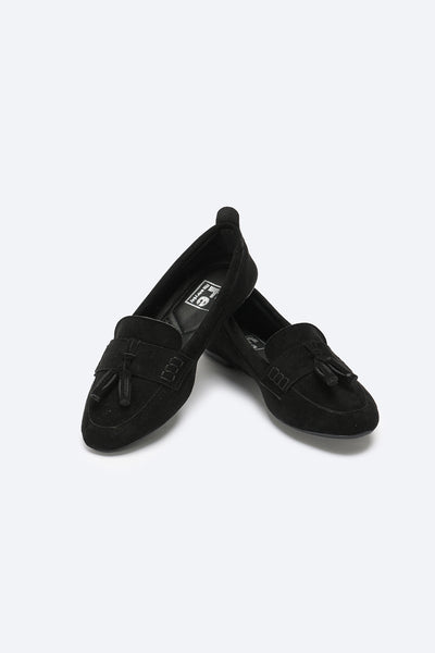 حذاء لوفر - تفاصيل بشراشيب - أسود