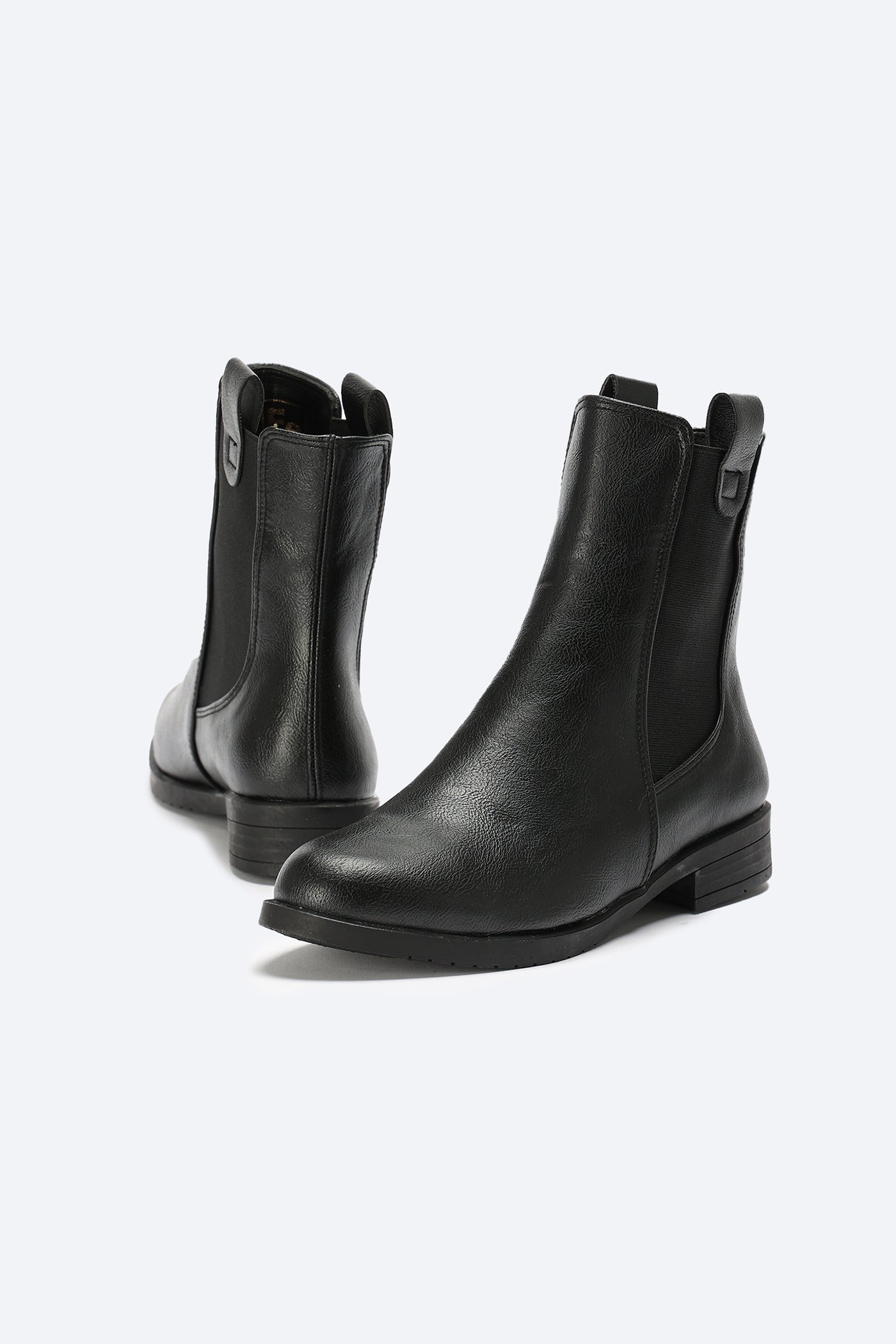 Ankle Boots - Elasticated Sides - Black