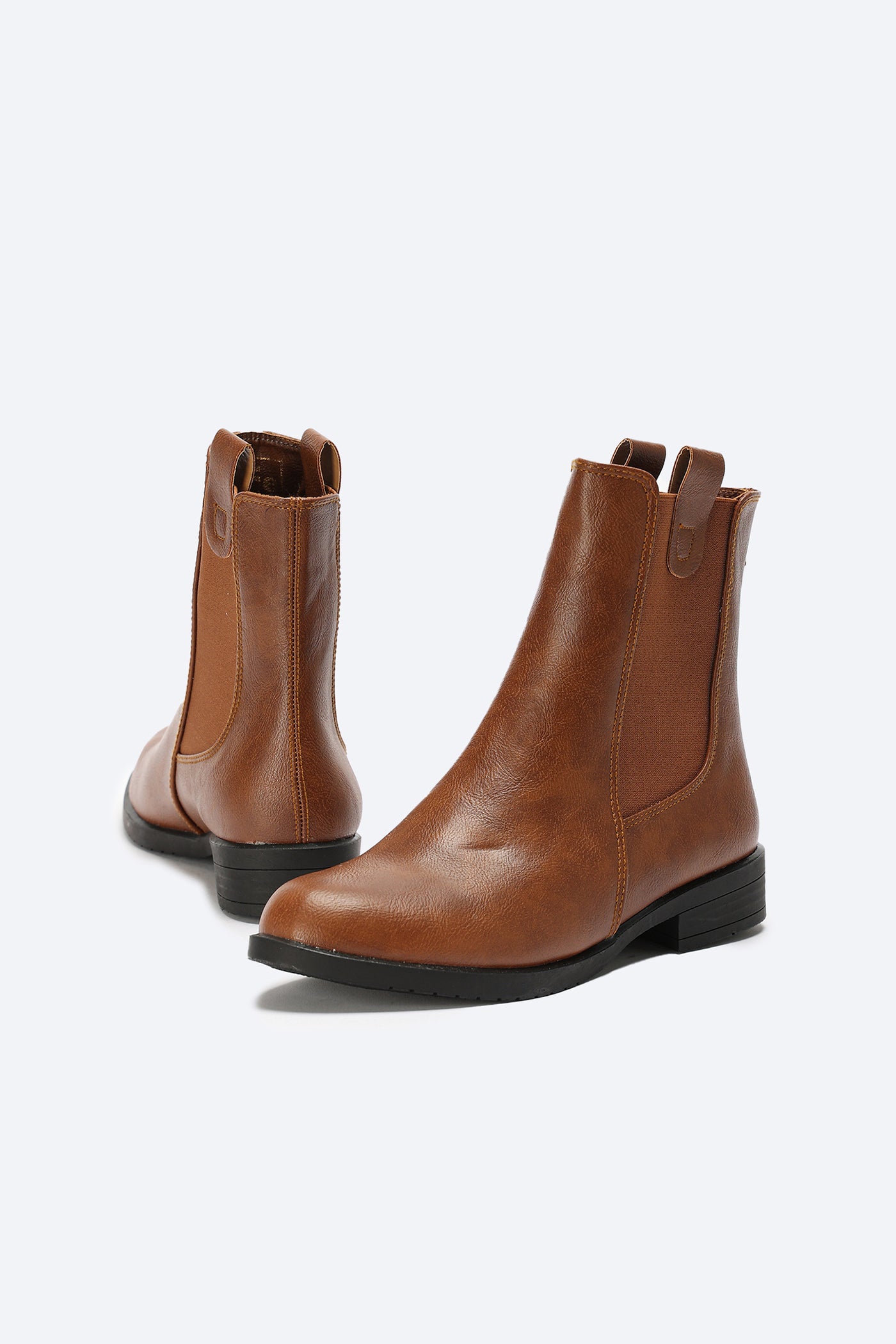 Ankle Boots - Elasticated Sides - Browns