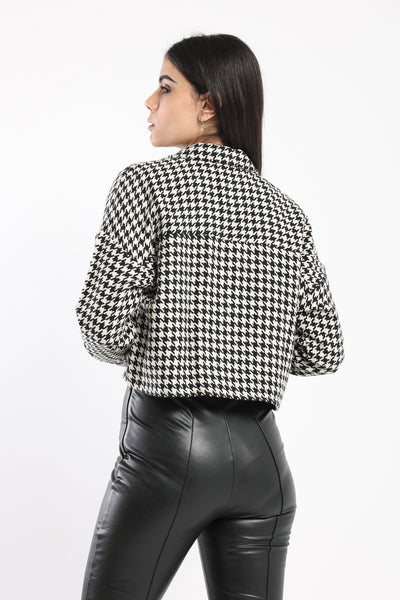 Jacket - Cropped - Houndstooth Pattern