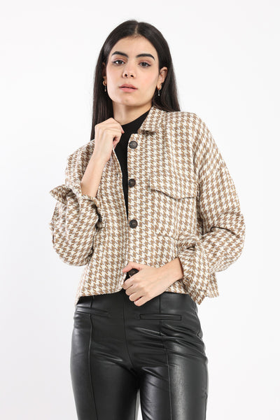 Jacket - Cropped - Houndstooth Pattern