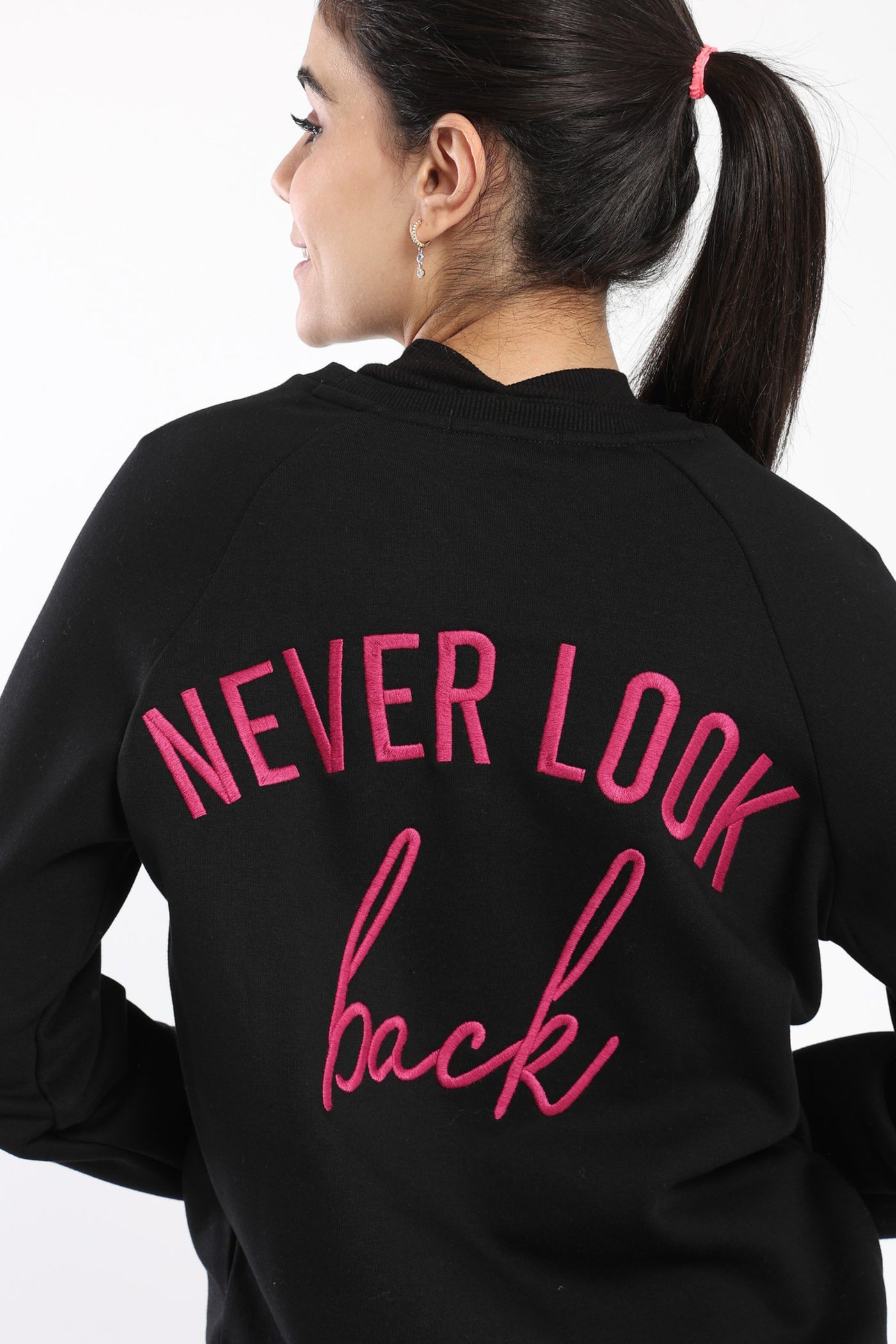 Sweatshirt - "Never Look Back" Embroidered Back
