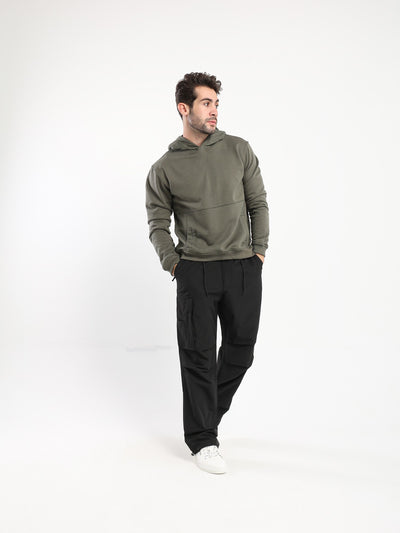 Hooded Sweatshirt - Paneled - Front Pockets