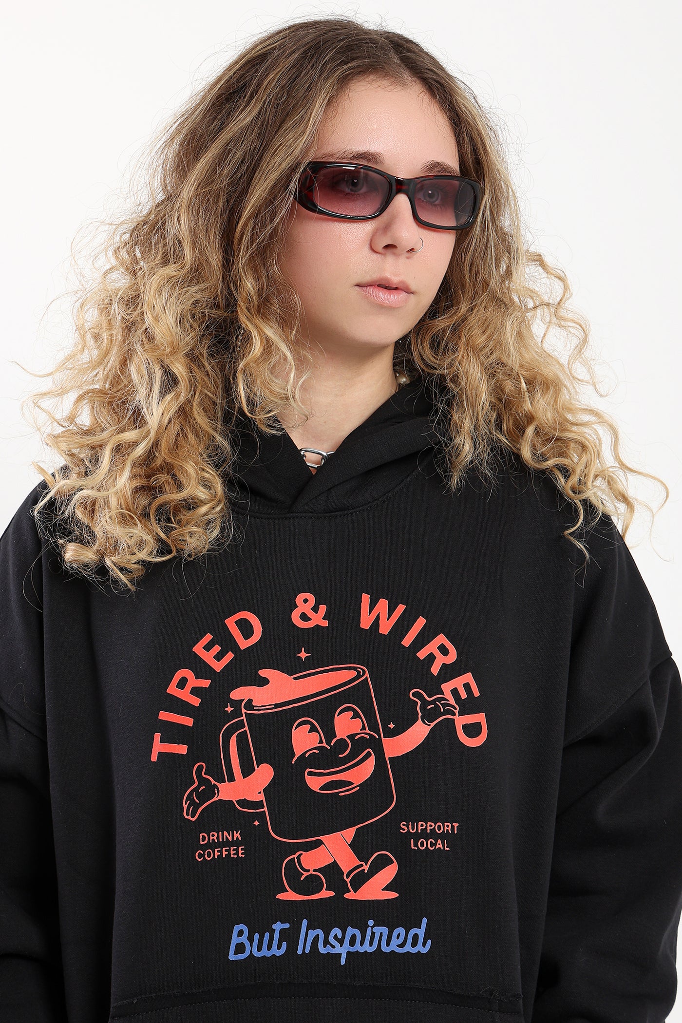 TIRED & WIRED HOODIE - BLACK