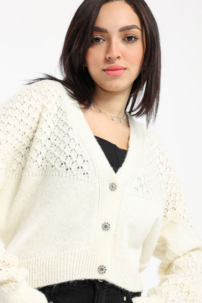 Cardigan - Open Knit - Cropped Design