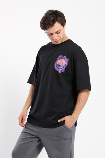 T-Shirt - Oversized - "Fire Ball" Print Badge