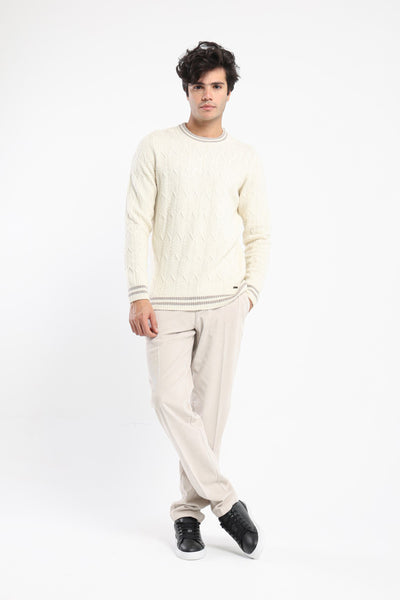 Pullover - Round Neck - Cable Knit