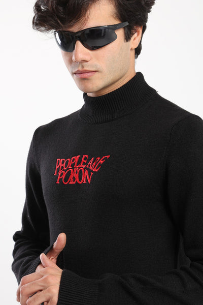 Pullover - Turtle Neck - Front Embroidered Text