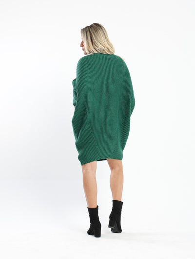 Dress - Knitted - Batwing Sleeves