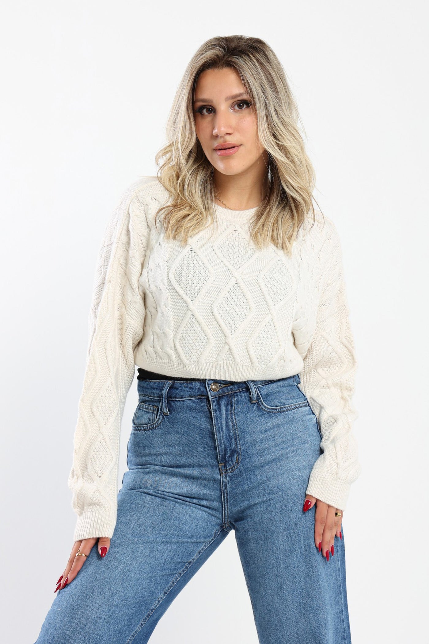 Knit Pullover - Geo Shapes - Cropped