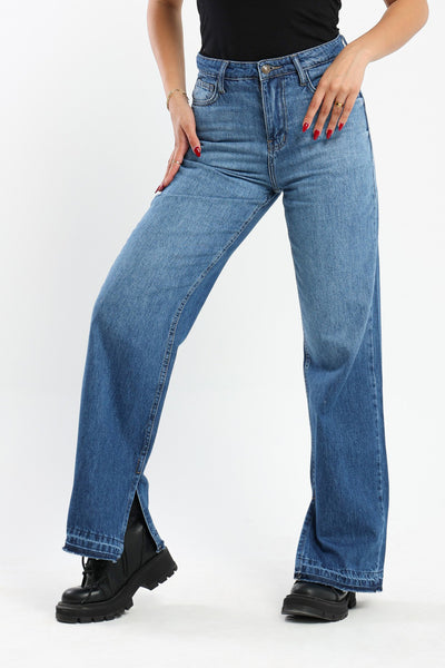 Jeans - Wide Leg - Slit Hem