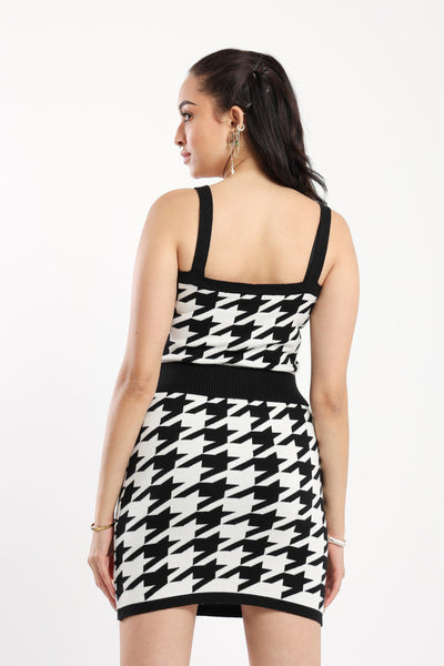 Top - Square Neck - Houndstooth Pattern