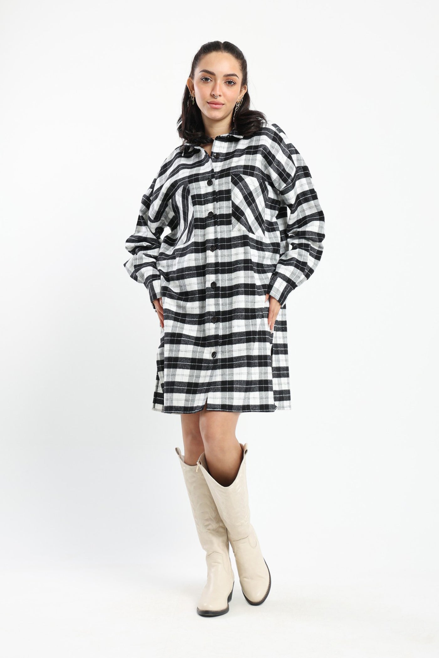Overshirt Dress - Checkered