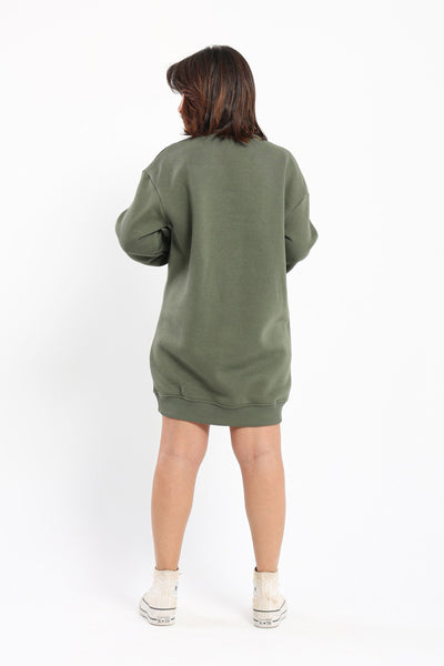 Sweatshirt Dress - Dropped Shoulder - Front Print