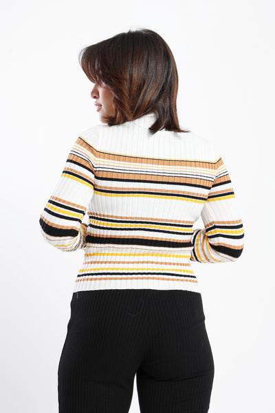 Pullover - Multicolored Striped - Turtleneck