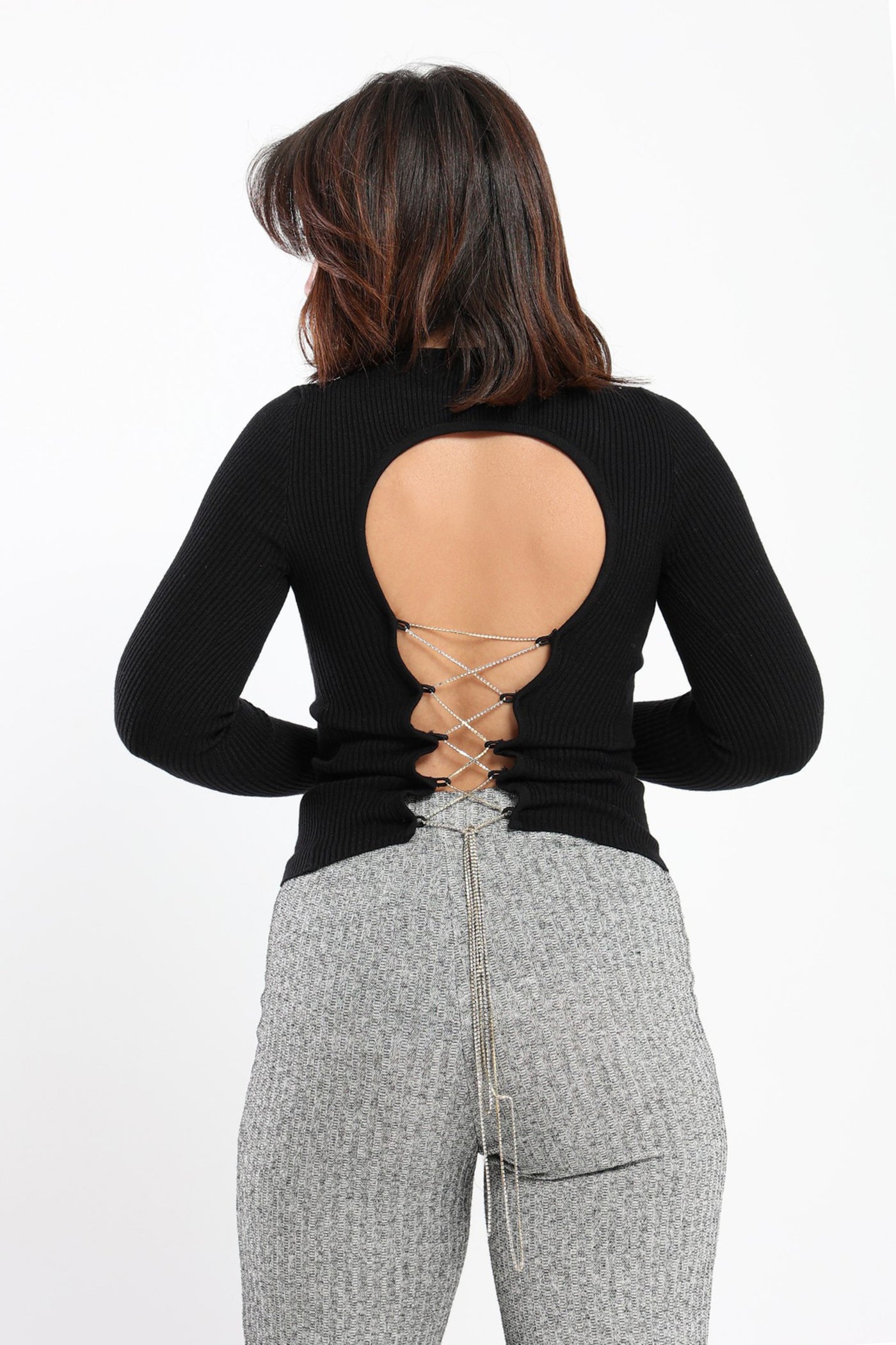 Top - Backless with Diamond Strings