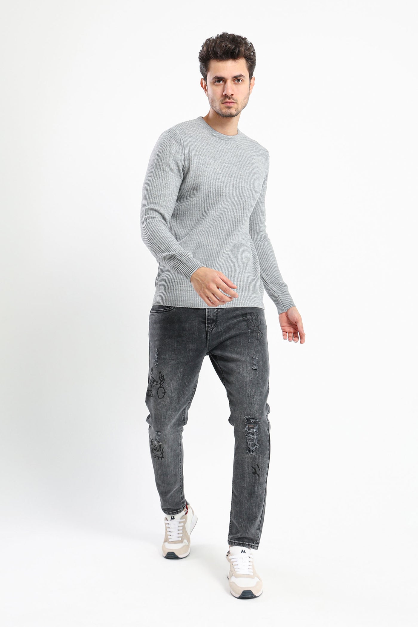 Jeans - Ripped Design - Washed Effect