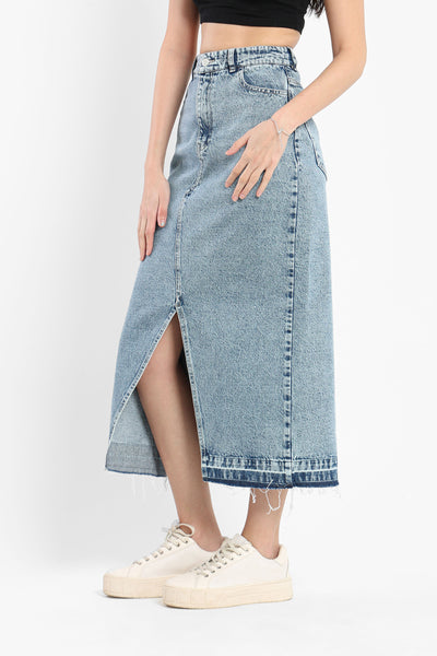 Denim Skirt - Slit Front