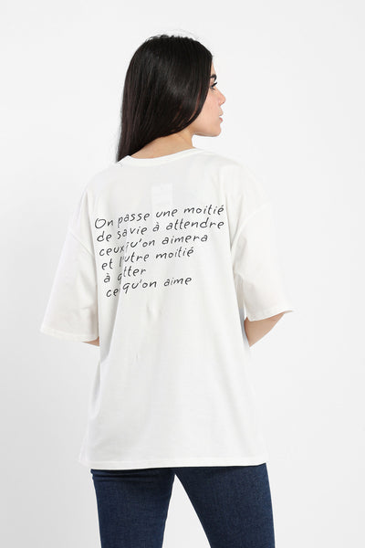 T-Shirt - Heart Embroidery - Oversized