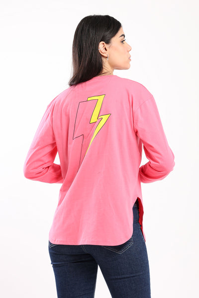 T-Shirt - "Thunderbolt" Print - Long Sleeves