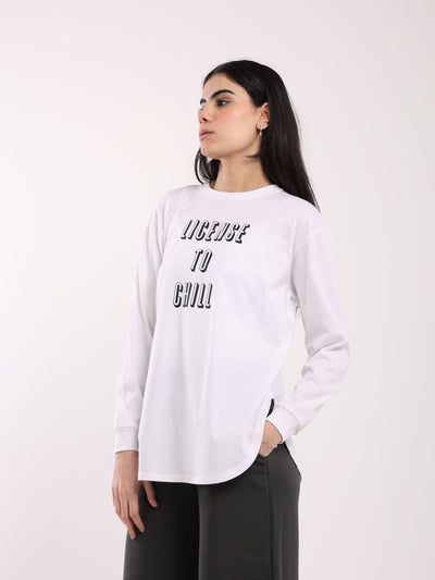 T-Shirt - "License to Chill" Front Print - Long Sleeves