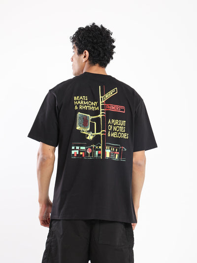 T-Shirt - Road Signs Print - Oversized