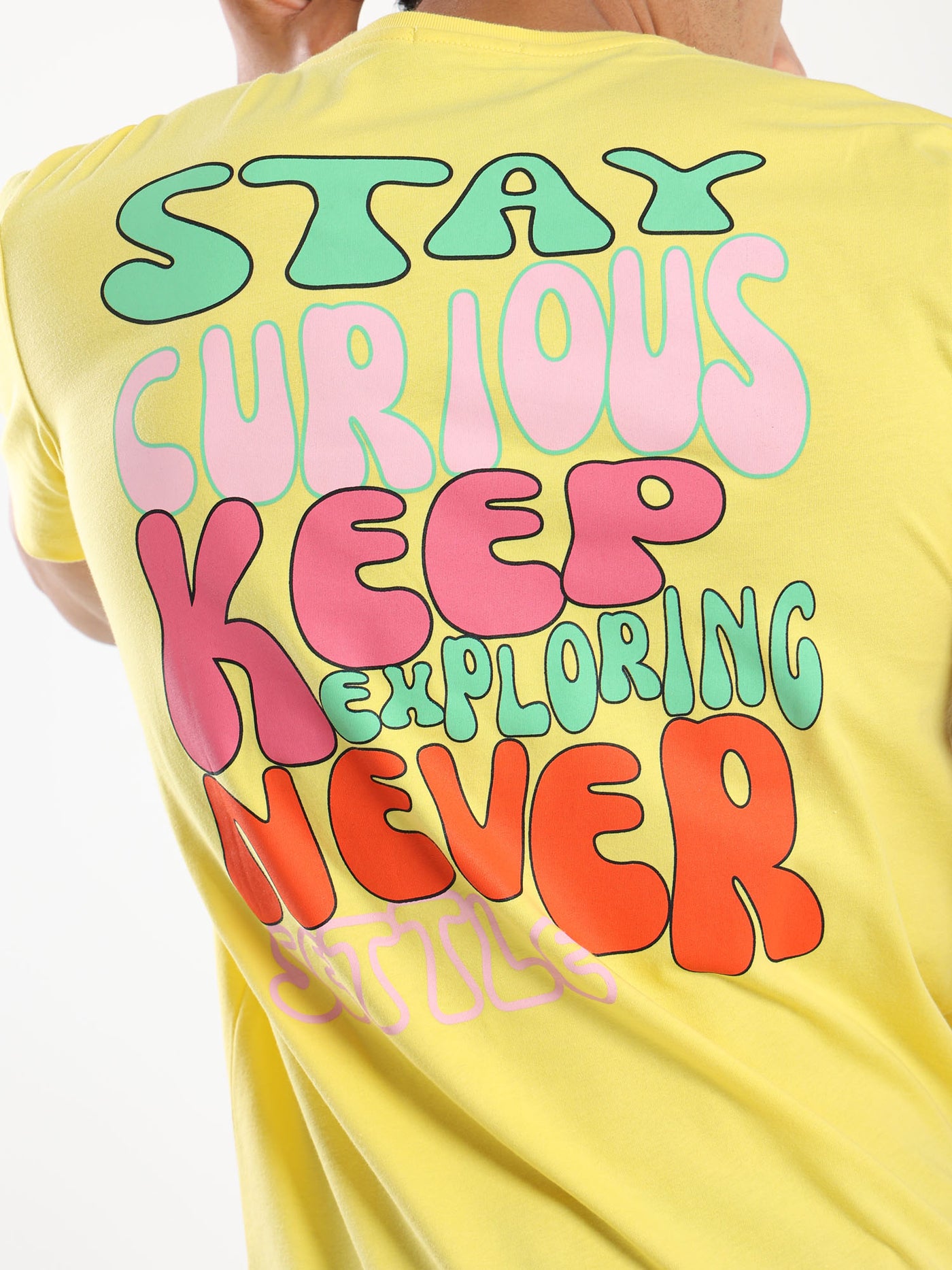T-Shirt - "Stay Curious" Back Print - Round Neck