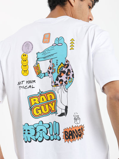 T-Shirt - "Dinosaur Guy" Print - Oversized