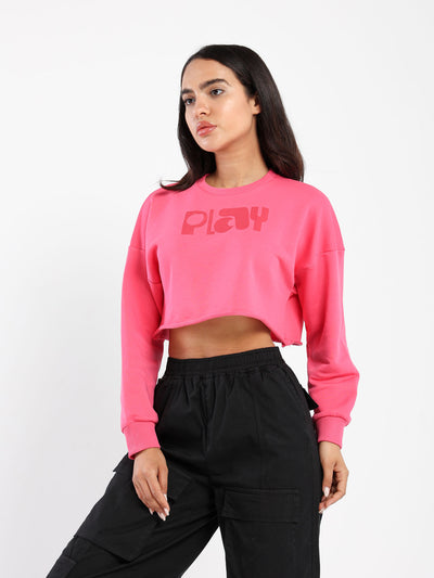 Sweatshirt - Cropped - "Play" Front Print