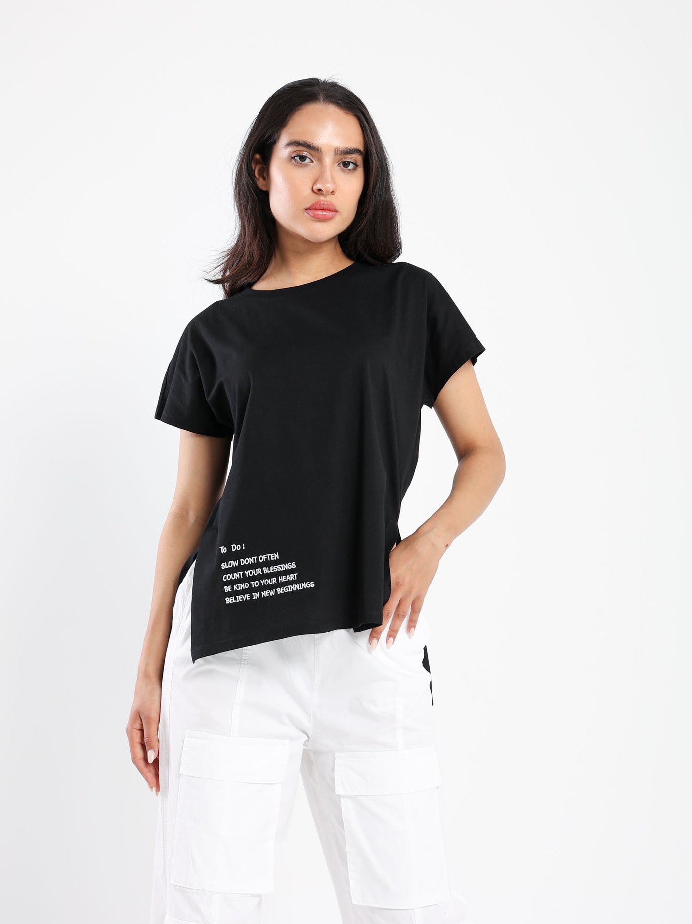 T-Shirt - "Cereal Embo" Print - Slit Sides