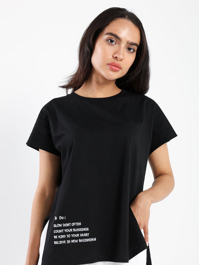 T-Shirt - "Cereal Embo" Print - Slit Sides