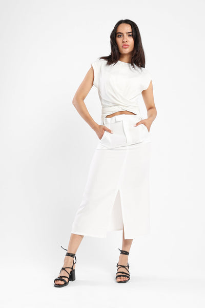 Front Slit Skirt - White