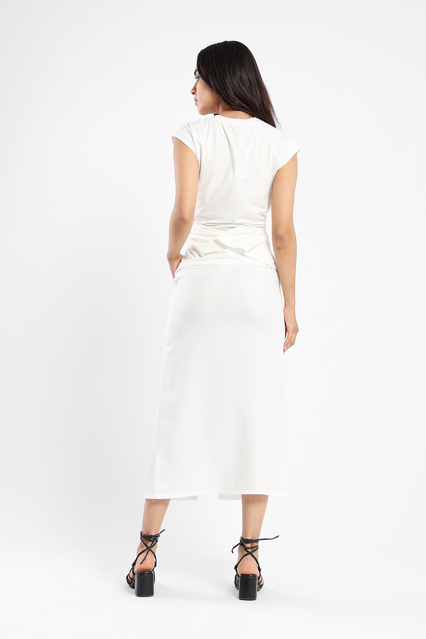 Front Slit Skirt - White