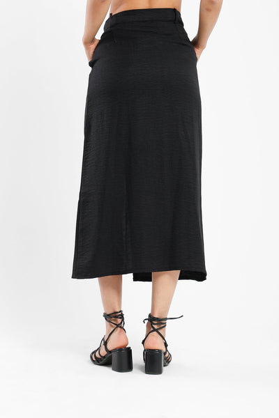 Front Slit Skirt - Black