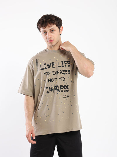 T-Shirt - "Live To Impress" Front Print - Oversized