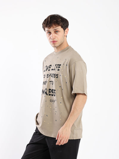 T-Shirt - "Live To Impress" Front Print - Oversized